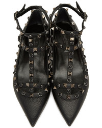 schwarze Leder Ballerinas von Valentino