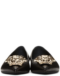 schwarze Leder Ballerinas von Versace