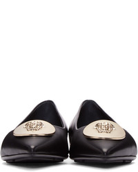 schwarze Leder Ballerinas von Versace