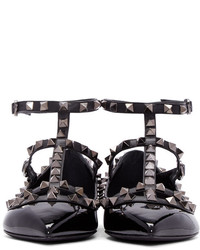 schwarze Leder Ballerinas von Valentino