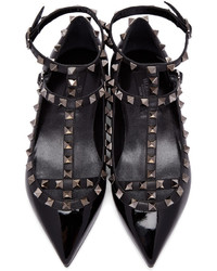 schwarze Leder Ballerinas von Valentino