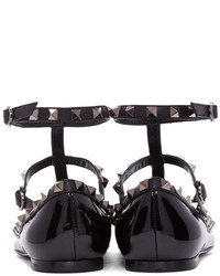 schwarze Leder Ballerinas von Valentino