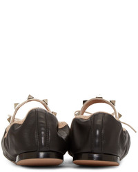 schwarze Leder Ballerinas von Valentino