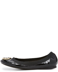 schwarze Leder Ballerinas von Tory Burch