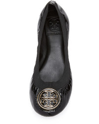 schwarze Leder Ballerinas von Tory Burch