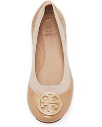 schwarze Leder Ballerinas von Tory Burch