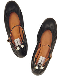 schwarze Leder Ballerinas von Lanvin