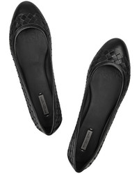 schwarze Leder Ballerinas von Bottega Veneta