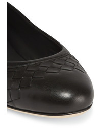 schwarze Leder Ballerinas von Bottega Veneta