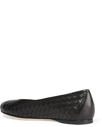 schwarze Leder Ballerinas von Bottega Veneta