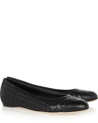 schwarze Leder Ballerinas von Bottega Veneta