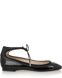 schwarze Leder Ballerinas von Jimmy Choo