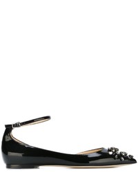 schwarze Leder Ballerinas von Jimmy Choo