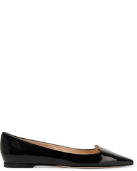 schwarze Leder Ballerinas von Jimmy Choo