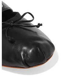 schwarze Leder Ballerinas von Miu Miu