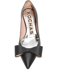 schwarze Leder Ballerinas von Rochas