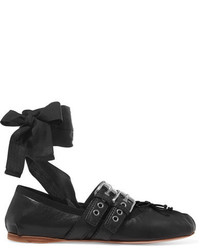 schwarze Leder Ballerinas von Miu Miu