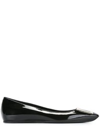 schwarze Leder Ballerinas von Roger Vivier