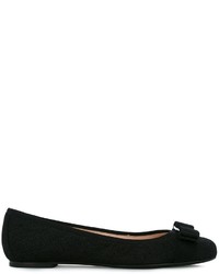 schwarze Leder Ballerinas von Salvatore Ferragamo