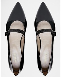 schwarze Leder Ballerinas