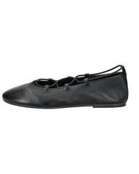 schwarze Leder Ballerinas von Steve Madden