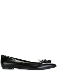 schwarze Leder Ballerinas von Tod's