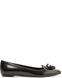 schwarze Leder Ballerinas von Tod's