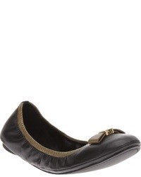 schwarze Leder Ballerinas von Tory Burch