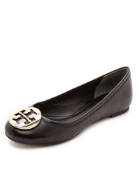 schwarze Leder Ballerinas von Tory Burch