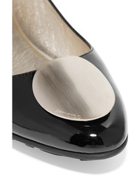 schwarze Leder Ballerinas von Jimmy Choo