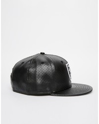 schwarze Leder Baseballkappe von New Era