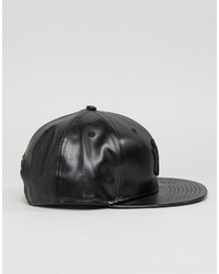 schwarze Leder Baseballkappe von New Era