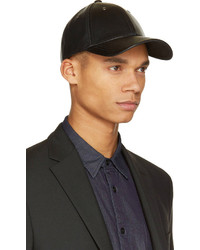 schwarze Leder Baseballkappe von Marc by Marc Jacobs