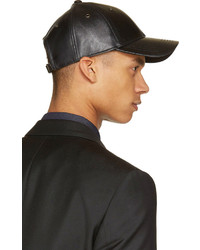 schwarze Leder Baseballkappe von Marc by Marc Jacobs