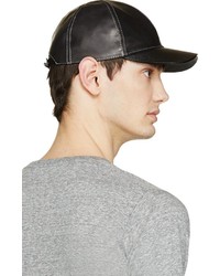 schwarze Leder Baseballkappe von Marc Jacobs