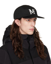 schwarze Leder Baseballkappe von Moncler Genius