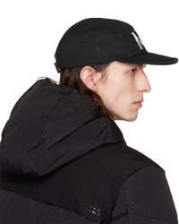 schwarze Leder Baseballkappe von Moncler Genius