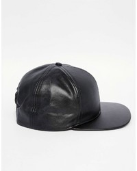 schwarze Leder Baseballkappe von Asos