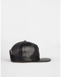 schwarze Leder Baseballkappe von King Apparel