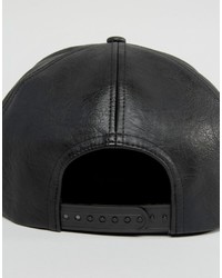 schwarze Leder Baseballkappe von Asos