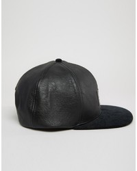 schwarze Leder Baseballkappe von Asos