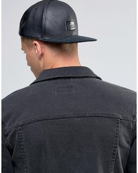 schwarze Leder Baseballkappe von Asos