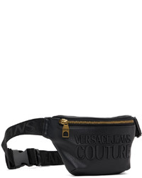 schwarze Leder Bauchtasche von VERSACE JEANS COUTURE