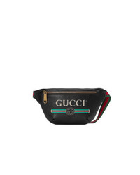 schwarze Leder Bauchtasche von Gucci