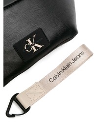 schwarze Leder Bauchtasche von Calvin Klein Jeans