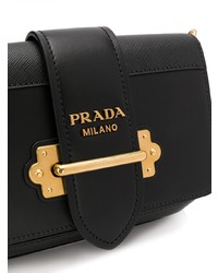 schwarze Leder Bauchtasche von Prada