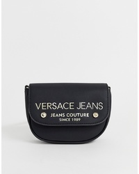 schwarze Leder Bauchtasche von Versace Jeans