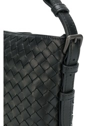 schwarze Leder Beuteltasche von Bottega Veneta