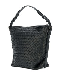 schwarze Leder Beuteltasche von Bottega Veneta