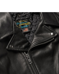 schwarze Leder Bikerjacke von Schott